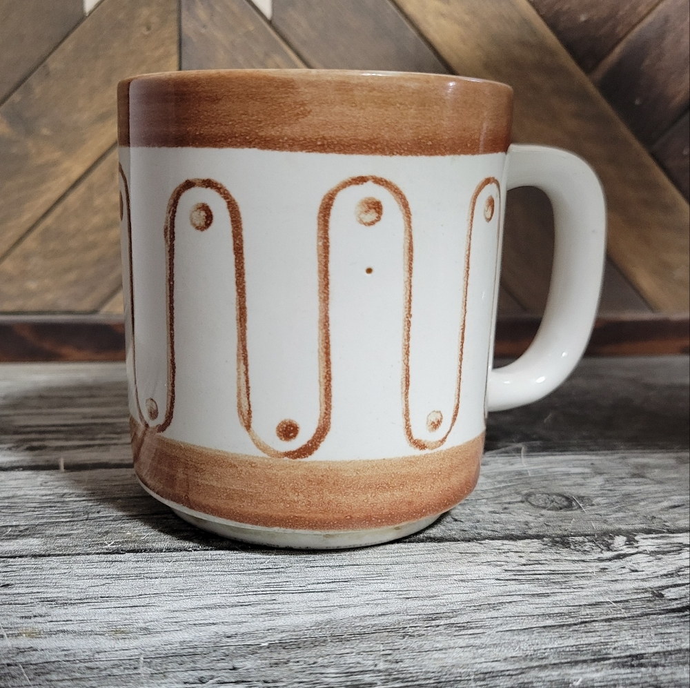 Vintage Brown and Cream Ceramic Mug